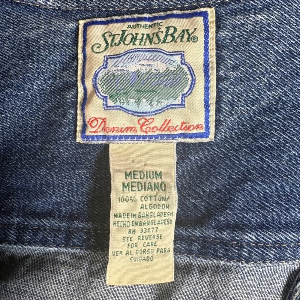 St Johns Bay Womens Denim‎ Button Front Vest Western Rodeo Americana Size Medium